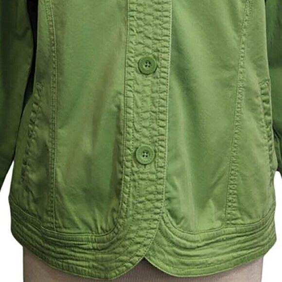 Coldwater Creek Green Shacket Womens Medium Jacket Long Sleeve Button Front - Picture 2 of 13